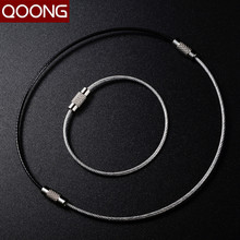 QOONG 10PCS Metal Wire Circle Keychain Stainless Steel Traveler Key Chain Holder Men Strap Keyholder Key Ring Accessories Q05 2024 - buy cheap