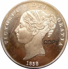 Большая Великобритания Виктория 1 пенни 1858 красная медная КОПИЯ монета 2024 - купить недорого