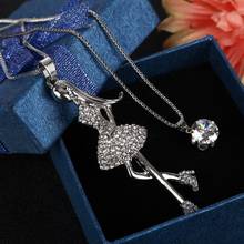 Silver-color Chain Necklace For Lady Personality Girl Figure Design Pendant Necklace Full Synthetic Rhinestone Collar 2024 - buy cheap