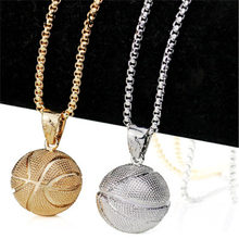 3D Basketball Necklaces Silver Color Pendant Sports Hip Hop Jewelry homme Stainless Steel Chain For Men Women Best Gifts 2018 2024 - buy cheap