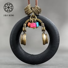 Antique Headset Big Necklace Jewelry For Women Wooden Round Necklaces & Pendants Handmade Long Suspension Accessories Wholesale 2024 - buy cheap