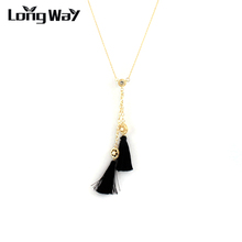 LongWay-collar largo con borlas para mujer, collares y colgantes de cristal hechos a mano, joyería fina, SNE160186 2024 - compra barato