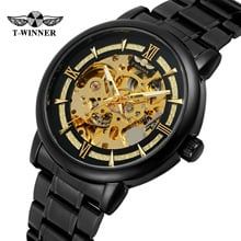 Fashion Winner Top Brand Luxury Gold Watch Men Automatic Mechanical Skeleton Full Steel Wristwatch Male Clock Relogio Masculino 2024 - buy cheap