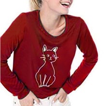 Casual daze Cat vogue t shirt Loose Female long sleeve friends Women tshirt kawaii korean style O-neck tops camiseta mujer cg 2024 - buy cheap