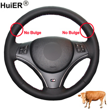 HuiER Hand Sewing Car Steering Wheel Cover Volant Top Layer Cow Leather Volant For BMW E90 325i 330i 335i E87 120i 130i 120d 2024 - buy cheap