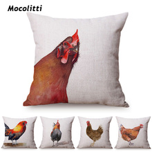 Nordic Rural Poultry Rooster Painting Art Home Decoration Throw Pillow Case Little Hen Chicken Linen Cotton Square Cushion Cover 2024 - buy cheap