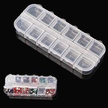 Caixa de plástico vazia com 12 compartimentos, recipiente de armazenamento para produtos de unha arte, joias de brincos de strass 2024 - compre barato