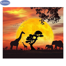 Алмазная вышивка с наклейками «сделай сам», картина с изображением восхода солнца/жирафа, вышивка крестиком, 5D Алмазная мозаика, домашний декор, рождественский подарок 2024 - купить недорого