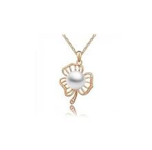 Lovely gift promotion top quality hot popular hollow Clover flower imitation pearl necklace fashion jewelry women 2024 - buy cheap