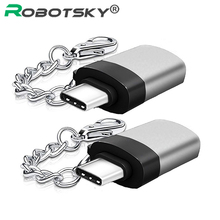 USB-C USB 3,1 Type C "папа" в USB "Мама", 3,0 Женский адаптер конвертер с анти-потерянный брелок для ключей для Samsung Galaxy S8 S9 Huawei P20 LG 2024 - купить недорого