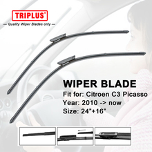 Wiper Blade for Citroen C3 Picasso (2010-now) 1 set 24"+16",Flat Aero Windscreen Beam Wiper,Boneless Windshield Soft Wiper Blade 2024 - buy cheap
