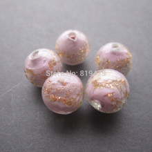 10Pcs/Lot  12mm  Handmade Lampwork Beads Light Purple Color With Gold powder for jewelry making 2024 - buy cheap