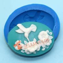 Bird Pecking Flowers Cabochon Silicone Mold For Resin Jewelry Cameo Chocolate Whole H1021 2024 - buy cheap