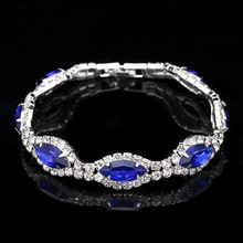 Pulseras de cristal azul real para mujer, brazaletes con diamantes de imitación, con forma de marquesina, accesorios de joyería para boda 2024 - compra barato