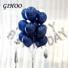 10 pçs 12 polegada luminosa azul látex balão metalic confetes balões para casamento festa de aniversário do chuveiro do bebê balões decorações 2024 - compre barato