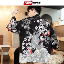 LAPPSTER Summer Kimono Jacket Fish 2022 Men Colorful Japanese Streetwear Wind Breaker Hip Hop Cardigan Spring Jacket Open Stitch 2024 - buy cheap