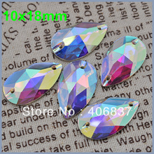 Free Shipping~AAAA 100pcs/Lot, 10*18mm Crystal AB / Clear AB sew on resin stones flat back sew on teardrop 2024 - buy cheap