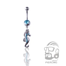 1 pc azul estilo seahorse strass corpo piercing jóias umbigo quente claro moda belly button anel para mulher 2024 - compre barato