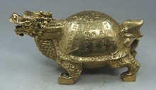 Chinese hand-carved ornaments copper Brass character Dragon Turtle statue 2024 - buy cheap