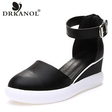 DRKANOL-Sandalias de plataforma con cuña para mujer, zapatos informales de gladiador de tacón alto, color blanco y negro, para verano 2024 - compra barato