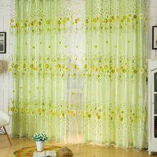 1pcs Sheer Curtain Panel Door Window Scarf Floral Curtain Drape Panel Voile Valances, voile curtains,Tulle on the window 1m*2m 2024 - buy cheap