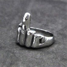 1pc Dropship New Design Cool Middle Finger Ring 316L Stainless Steel Fashion Punk Style Biker Ring 2024 - buy cheap