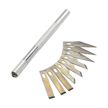 Kit de ferramentas faca bisturi de liga de alumínio, 9 peças de lâminas para corte, gravura, facas artesanais, madeira, corte de papel, ferramentas manuais de reparo 2024 - compre barato