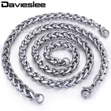 Davieslee Jewelry Set for Men Fashion Stainless Steel Wheat link Chain Necklace Bracelet Mens Jeweley Sets 3/3.5/5/6/8MM LKS97 2024 - buy cheap
