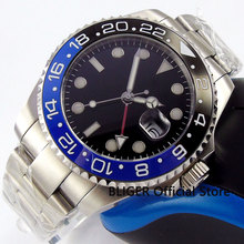 Sapphire Crystal BLIGER 43MM Nologo Big Dial Men's Watch GMT Function Blue Black Ceramic Bezel Automatic Movement Watch 2024 - buy cheap