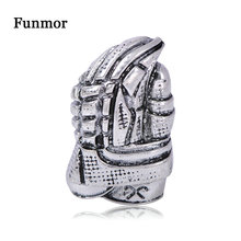 Funmor Baseball Gloves Silver Color Alloy Brooches Enamel Pins Boys Athlete Sport Daily Gathering Accessories Coat Bag Gifts 2024 - buy cheap