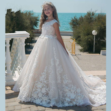 Gorgeous Flower Girl Dresses luxurious Sleeveless Tulle Lace Applique Weddings Kids Evening Gowns First communion Dresses 2024 - buy cheap