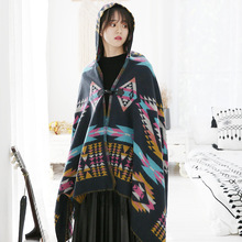 New arrival fashion geometric color imitation comfortable temperament warm poncho soft thick dual-use big holiday shawl scarf 2024 - buy cheap