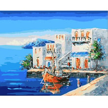 Pintura por números diy dropshipping 40x50 60x75cm casa quente pelo mar ainda vida lona decoração do casamento arte imagem presente 2024 - compre barato