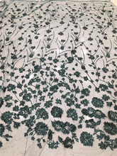 Dark green BZL-10259 beautiful flowers sparkle print glued glitter powder tulle mesh lace fabric for party dress  or wedding 2024 - buy cheap