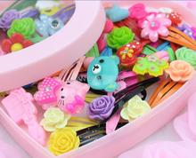 100pcs adorable handmade Sweet Kawaii resin fabric Gift snap hair Clips Mixed pattern w/free gift box 2024 - buy cheap