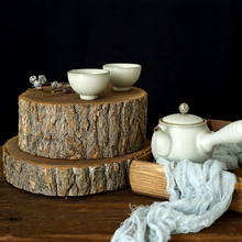 SWEETGO-bandeja de tablero de madera en rodajas de árbol, Pile de madera con corteza de 20cm/25cm de diámetro, decoración para mesa de pastel y magdalenas, plato de postre 2024 - compra barato