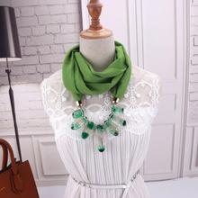 New design scarf necklace for women fashion resin jewelry necklace of muslim Sun protection Wrapped Chiffon scarf gift 2024 - buy cheap