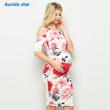 Vestido de verano para Sesión de fotos de Baby shower, para mujeres embarazadas, informal, con estampado Floral, ropa de maternidad corta, elegante para fiesta 2024 - compra barato