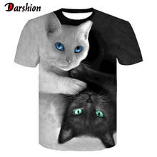 Мужская/женская футболка с короткими рукавами, летняя футболка с 3D-принтом двух котов, 2019 2024 - купить недорого