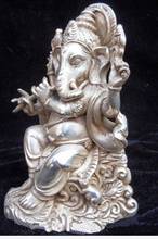 8 "Тибетский тибетский серебряный Ганапати Ганеш Властелин слон Ганеш статуя Будды мыши 2024 - купить недорого
