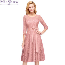 Short Lace Dress A Line O Neck Half Sleeve Wedding Party Gowns Three Quarter Bridesmaid Dresses Robe Demoiselle D'honneur 2024 - buy cheap