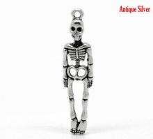 DoreenBeads 50 Uds. Colgantes de plata para Halloween esqueleto cuerpo cráneo 39x9mm(1 4/8 "x3/8") 2024 - compra barato