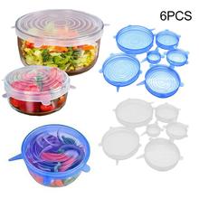 Tapas universales de silicona para comida, utensilios de cocina para fruta, Bol, olla, 6 uds. 2024 - compra barato