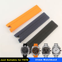 Pulseira de relógio t076417 preto azul laranja de silicone de 21mm (20mm), pulseira de relógio para t076 man 2024 - compre barato