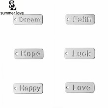 Rectangle Positive Words Hollow LOVE DREAM HAPPY HOPE LUCK Stainless Steel Engraved Charms Women DIY Bracelet 20pcs/lot 2024 - buy cheap