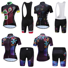 Roupa feminina profissional para bicicleta, kit de roupas de verão com bermuda, camisa esportiva, uniforme, roupa de bicicleta, mtb, 2021 2024 - compre barato