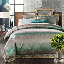 Fronhas de roupa de cama com cetim, verde, lençol de linho, tamanho king/queen, seda macia/algodão, conjunto de cama de luxo, tecido para casa 2024 - compre barato