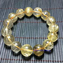 Natural Gold Rutilated Quartz Titanium Crystal Beads Wealth Bracelet 12 mm>jewerly free shipping 2024 - buy cheap