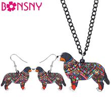 Bonsny Acrylic Jewelry Set Bernese Mountain Dog Necklace Earrings Choker Collar Fashion Pendant For Women Girl Decoration NE+EA 2024 - buy cheap