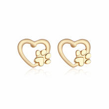 Heart Earrings For Women Men Jewelry Gold Silver Color Cat and Dog Paw Print Claws Stud Earring Hollow Love Charm Ear Pendientes 2024 - buy cheap